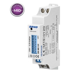 Orno WE-521 Μονοφασικός Μετρητής ράγας 40Α  Ηλεκτροκίνηση